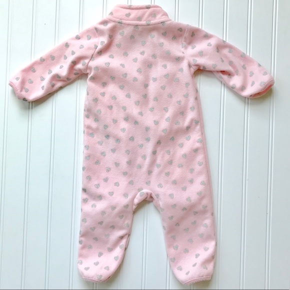 •Carter’s• pink heart fleece sleeper - Picture 3 of 5